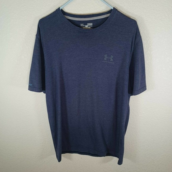 UNDER ARMOUR Men's Medium Dark Blue Heatgear T-Shirt 100% Polyester - Picture 8 of 8